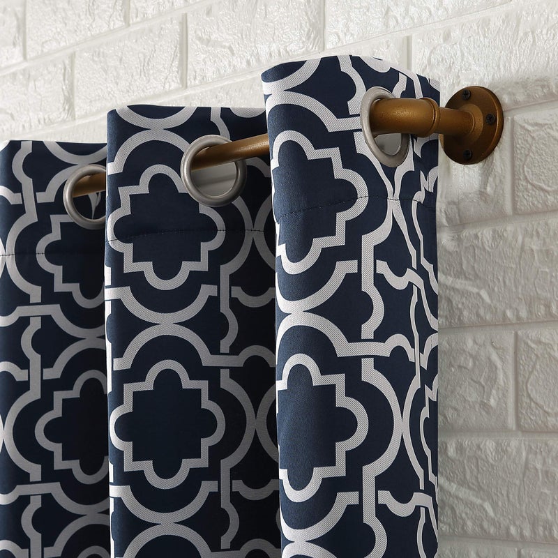 Sun Zero Barnett Trellis Blackout Grommet Curtain Panel, 40" x 95", Navy Blue - Image 2